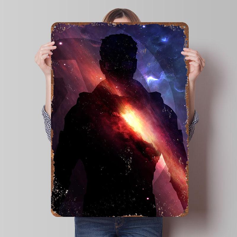 Silhouette in Space Poster Customized Wall Art Vintage Metal Signs Retro Tin Plaque for Man Cave Aesthetic Decoration Room Decor