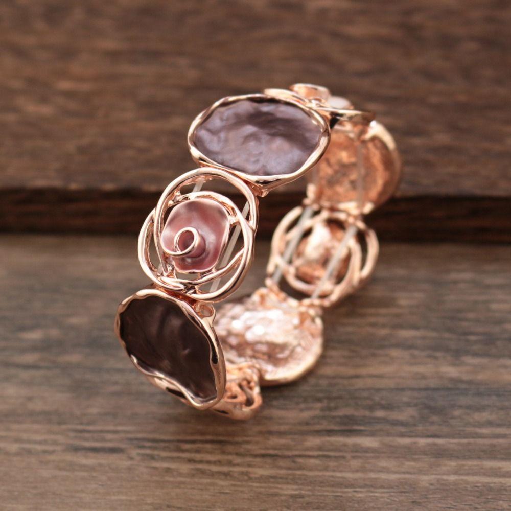 Elastic Buckle Colored Oil Rose Bracelet Enamel Women's Hand Bracelet  Gifts for Women Girl