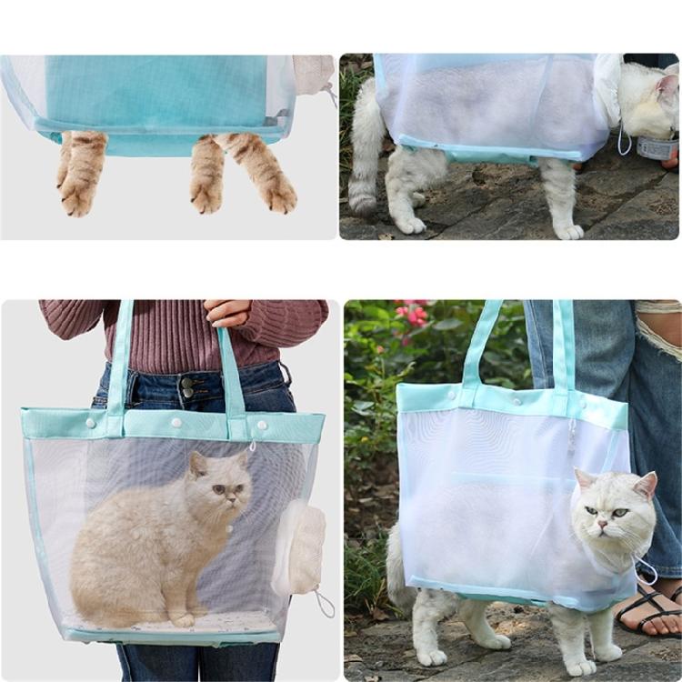 Nylon-Netz-Haustiertransporttasche für Katzen, atmungsaktiv, klares Fensterdesign, leicht zu reinigen und zu tragen, Reiseausrüstung