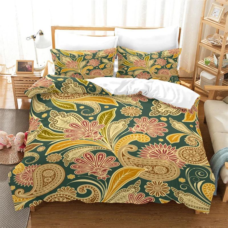Mandala Duvet Cover Set Twin King For Girl Teen Bohemian Floral Bedding Set Microfiber Exotic Tribal Paisley Flowers Quilt Cover