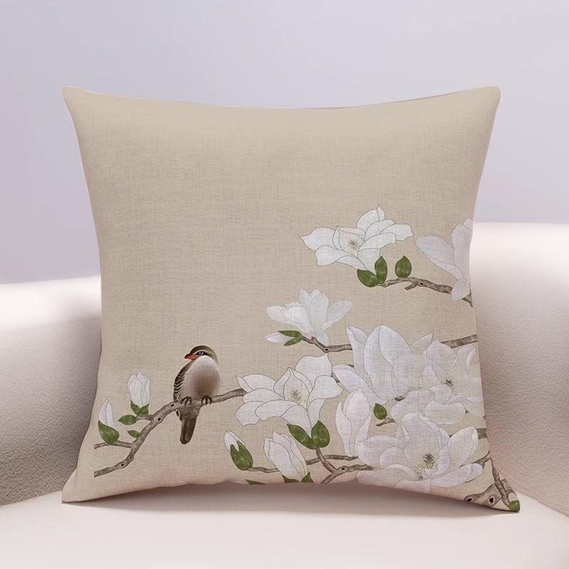 Antique Art Flower and Bird Picture Pillowcase Sofa Living Room Cushion Cover Car Office Throw Pillow Bedside Pillowcase