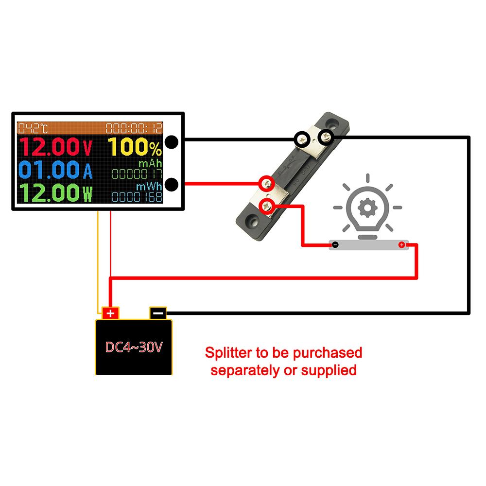 DC 4-30V 10A Digital Voltmeter Ammeter Power Energy Voltage Wattmeter Kwh Temperature Meter Electric Energy Frequency Meter