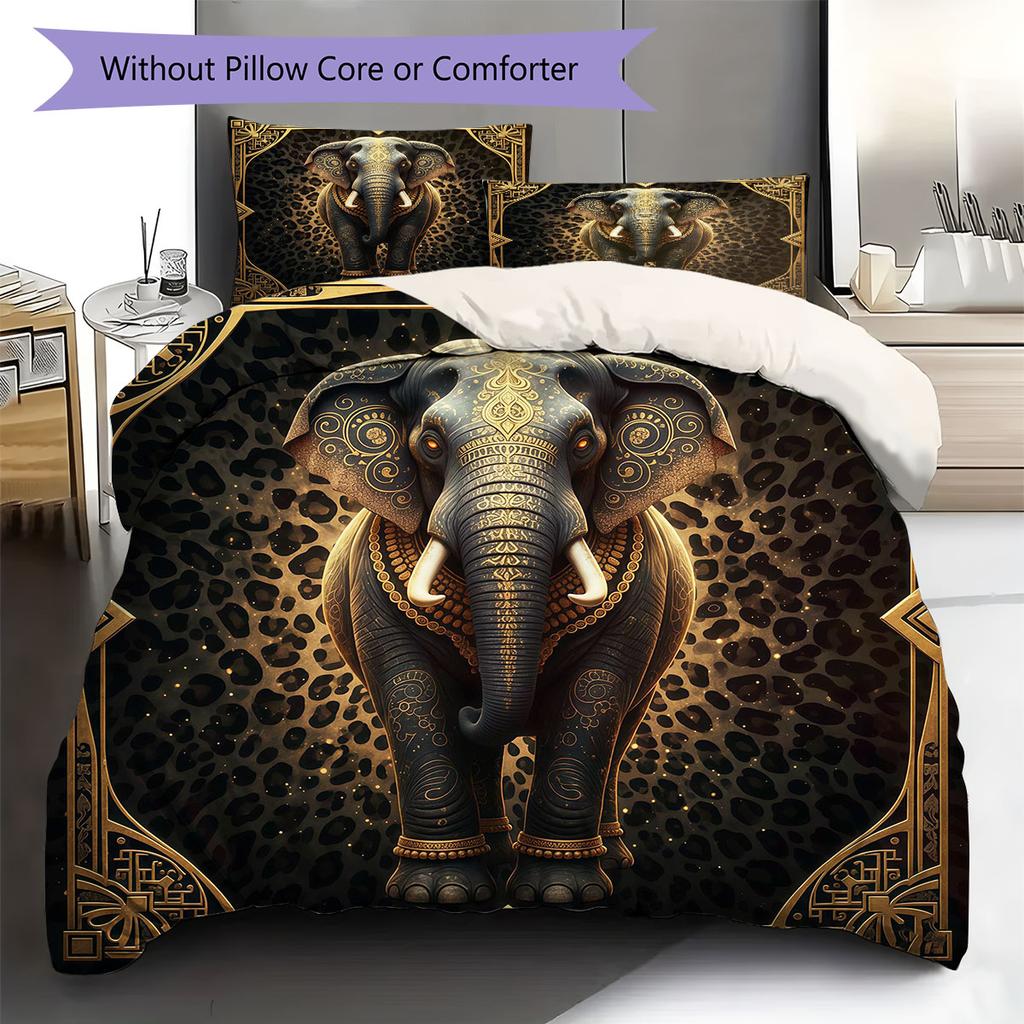 Leopard-print animal Pattern Bedding Quilt Set Quilt Cover Pillowcase Home Decoration Birthday Gift (1 * duvet cover + 2 * pillowcase, without core)