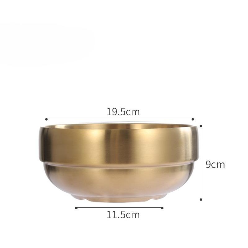 Stainless Steel Bowl Double Layer Thickened Large Capacity Noodle Bowl for Cold Noodles Ramen Mixing Rice Soup Bowl