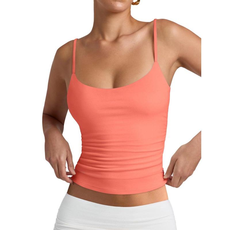 Damen Unifarben Verstellbar Spaghettiträger Cropped Cami Tanktop Ärmellos Lässiges Oberteil