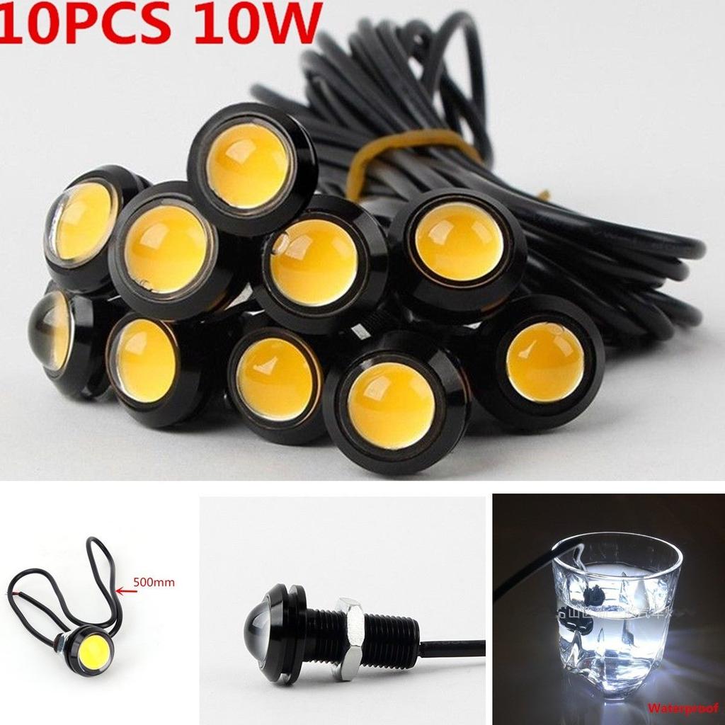10Pcs 10W Eagle Eye Car DRL Daytime Running Backup Tail COB Light Bulb Amber LED
