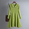 Women's Autumn And Winter Knitted Solid Color Collar A-Line Dress Fashionable And Versatile Base Dress