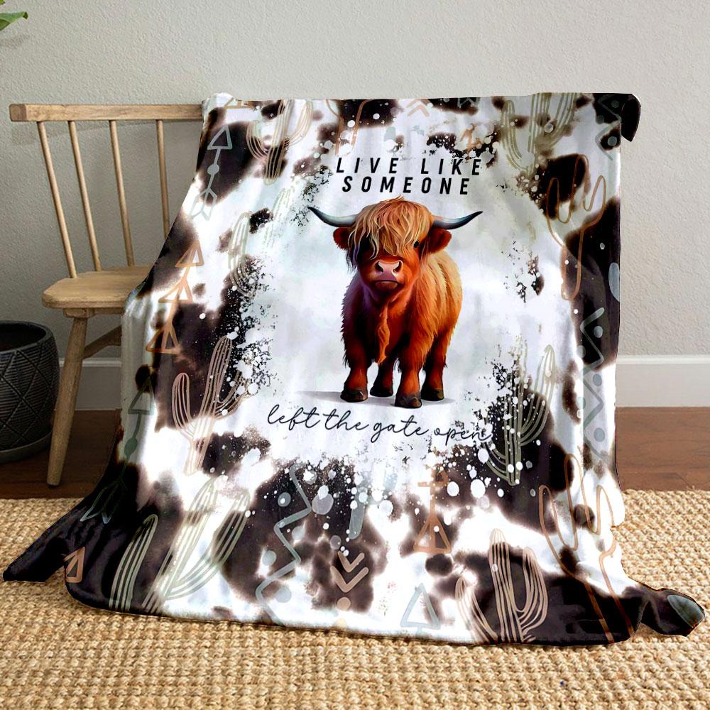 

Highland Cow Cactus Bohemian Blanket bedroom Blanket for Livingroom Couch lunch break Soft throw for Friend s festival Gift 80cm x 120cm