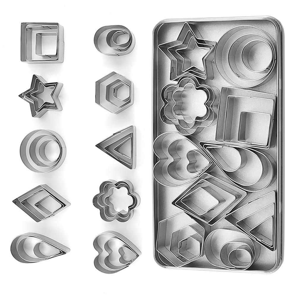 30pcs Various Shapes Metal Cookie Cutters Box Packed Stainless Steel Cutters For Chocolate Baking