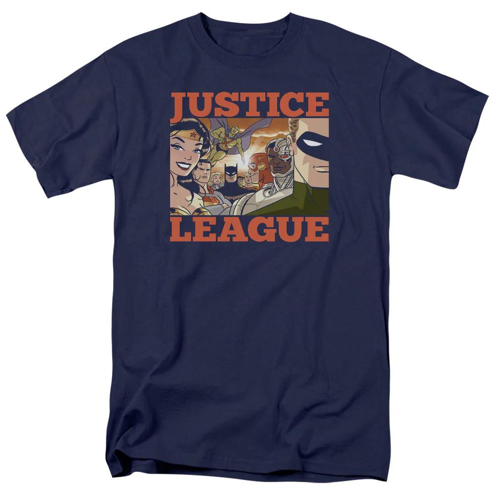 Justice League Of America New Dawn Group Mens T Shirt Navy