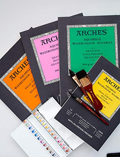Arches Aquarellpapierblock, 300g, Extra Fein, 26x36cm, 12 Blatt (1795098), Natürliches Weiß