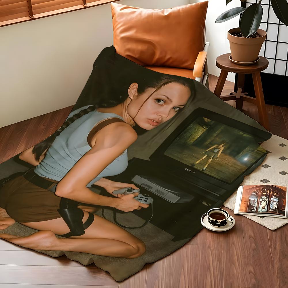 Celebrity A-Angelina J-Jolie Throw Flannel Blanket Suitable for Sofas Beds Offices Travel, Camping Chairs