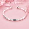 925 Sterling Silver Simple Bright Finish Plain Open Bangle for Women, Fashionable Engagement Accessory, Party Jewelry