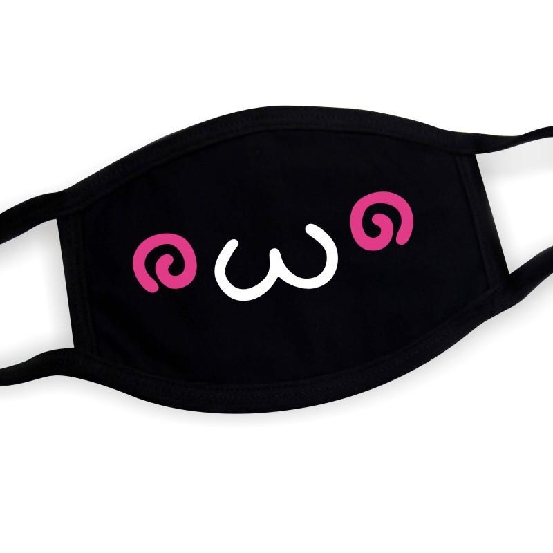 

Чорна бавовняна маска Унісекс Зимова тепла Потовщена Напівмаска для рота Бавовняна з мультяшним візерунком Протипилова Маска-респіратор