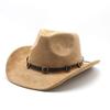 Western Cowboy Hat With Large Brim For Outdoor Sun Protection And Photography