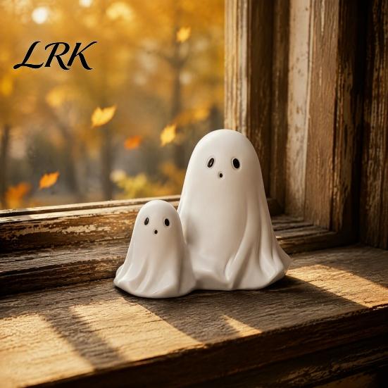 Halloween Gift for Kids Ghost Gnome Figurines, Resin Tabletop Decoration, Cute Hand Painted Crafts Statue, Decorative Ornaments Indoor Outdoor