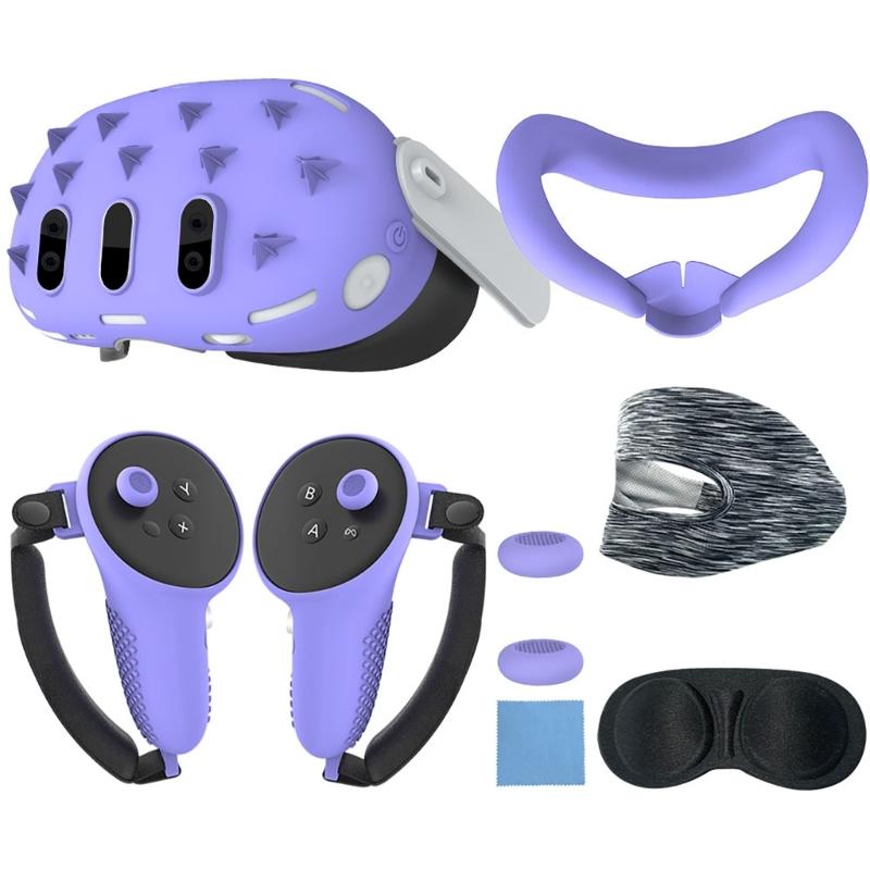 Complete 7Piece Accessory Kit for VR Gaming Lens Cover, Controller Grips Rocker Cover Face Covers Fully Protect