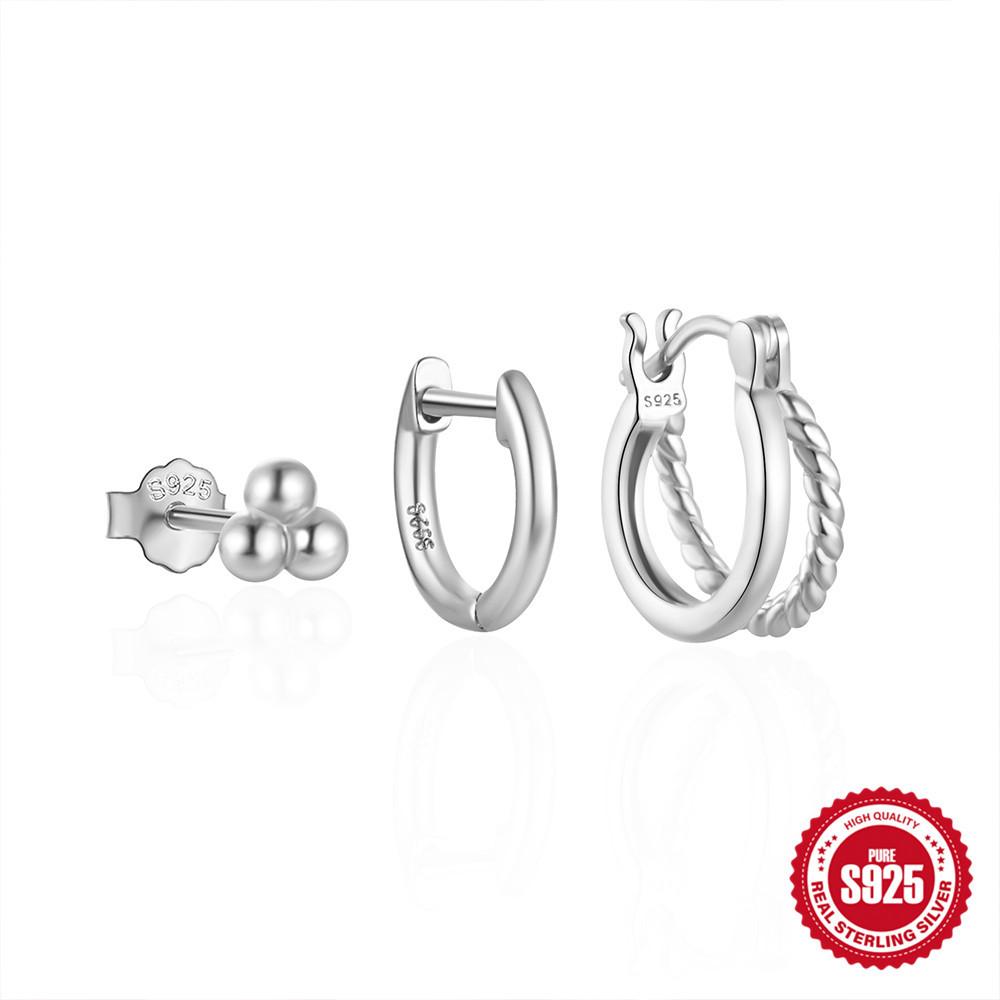 S925 Sterling Silver Daily Temperament Matching Set Earrings Earrings Women'S Earrings Stud Earrings Set
