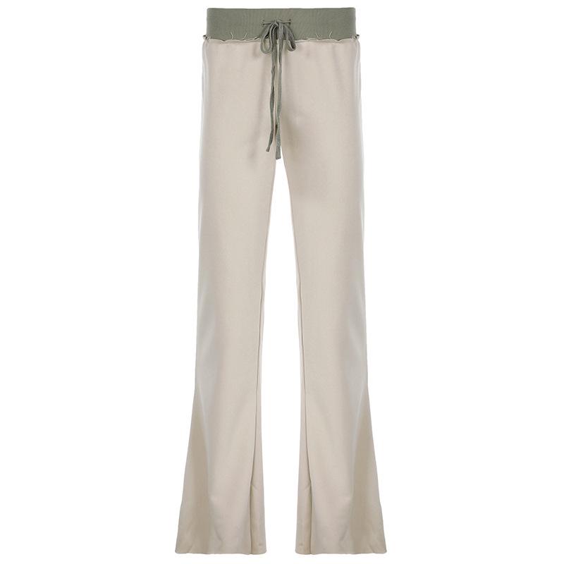 Set con felpa casual color block e pantaloni in maglia da donna Street Style 2025 per Primavera e Autunno