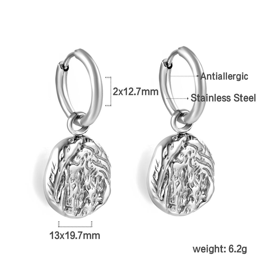 Stainless Steel Accessories for Women Fashionable and Colorfast 2x12.7mm Circle with Irregular Gold Earrings Jewelry