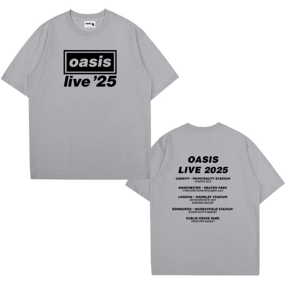 OASIS Live 25 Tour 2025 Vintage Tshirts Men Woman Casual Cotton Tshirt Hip Hop Streetwear Short Sleeve Loose T Shirts Fans Gift