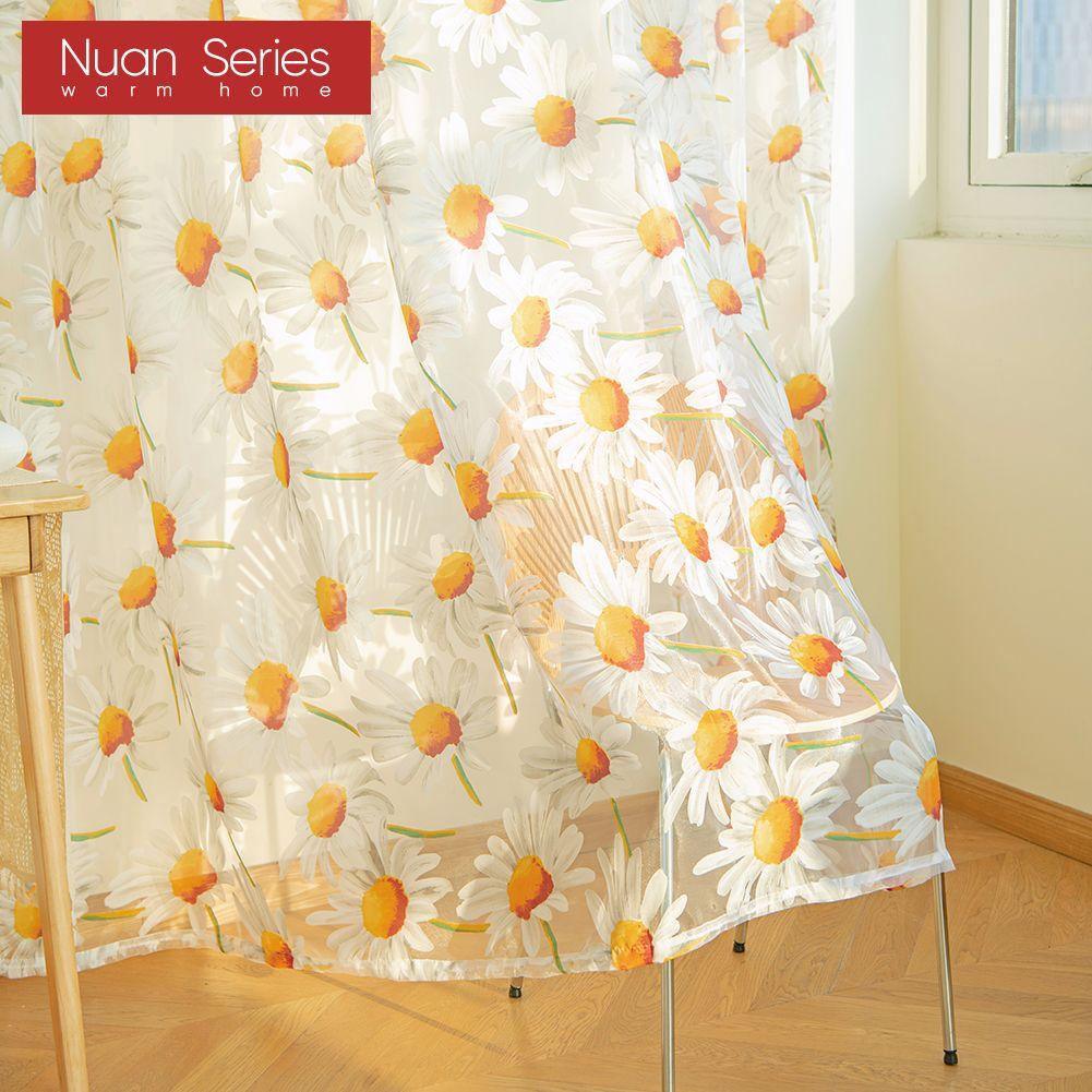 1PC Nuan Serie Daisy Blume Sheer Vorhang Fenster Schlafzimmer Wohnzimmer Küche Mode Moderne Tüll Vorhang Wohnkultur
