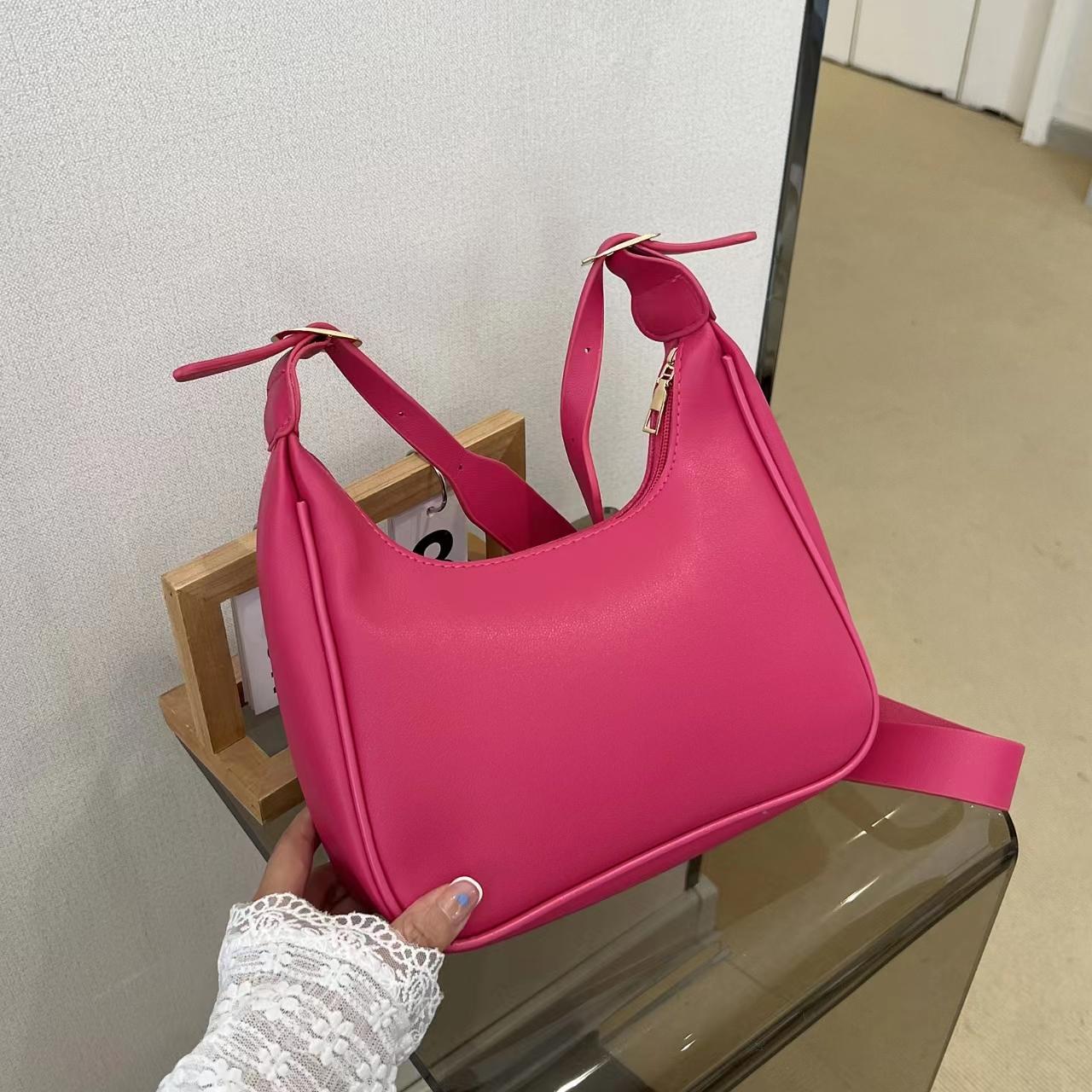 

Ретро однотонная сумка из искусственной кожи на плечо, подмышки, женские модные сумки, повседневные кошельки-бродяги и сумки, женские сумки 24x7.5x13cm горячий розовый