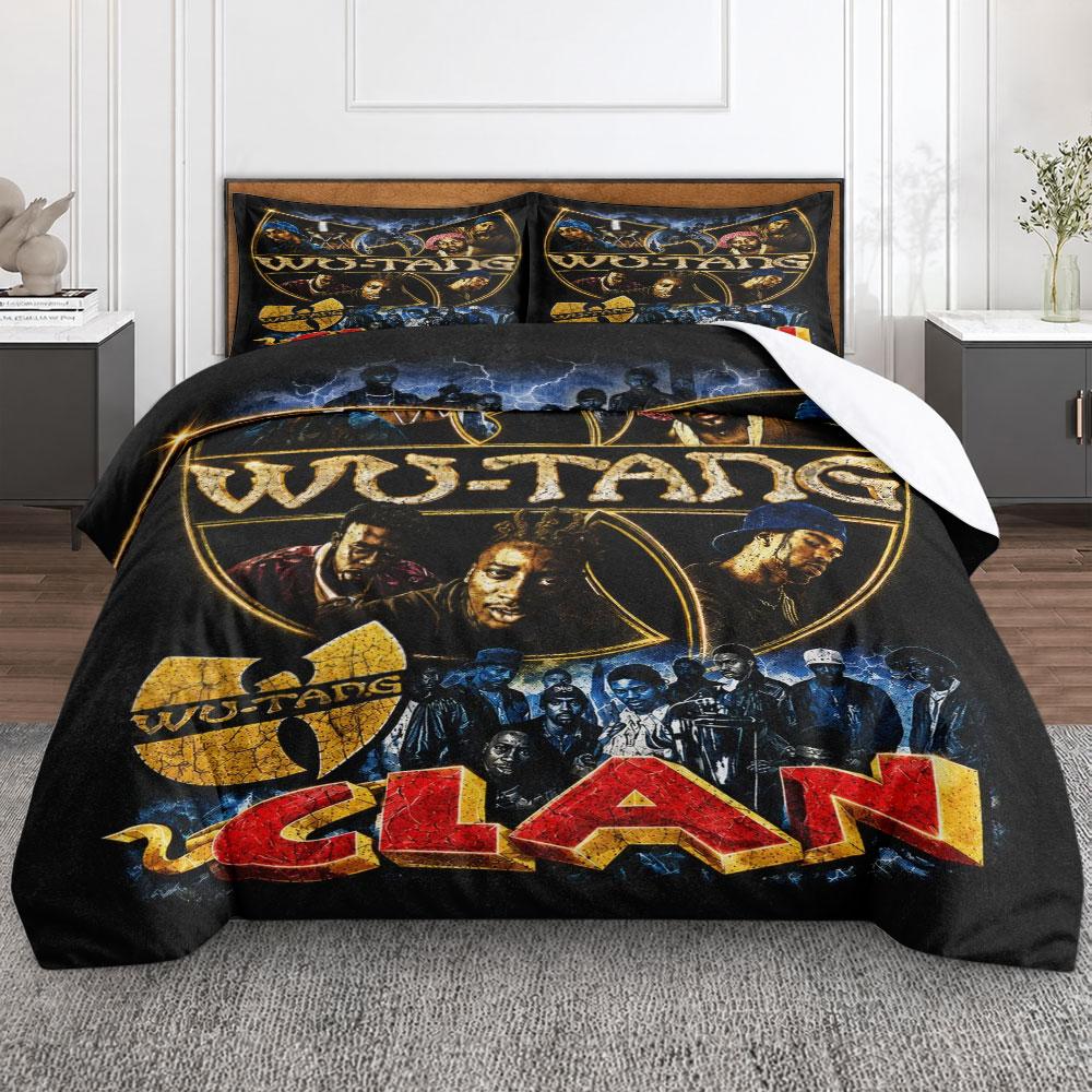 Artistic Wu Tang Clan Hip Hop Group Poster Dark Duvet Cover with Pillowcases, Simple Elegance Duvet Cover Set