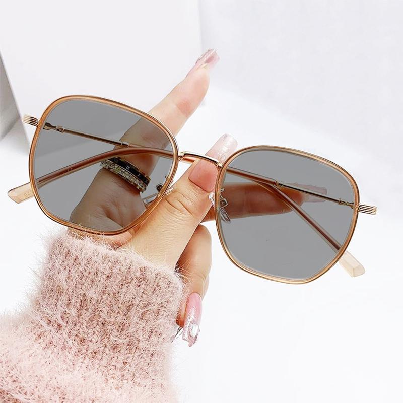 Korean-Style Photo-Sensitive Tinted Nearsighted Glasses Large Frame For Women Ultra-Lightweight Plain Appearance 9315