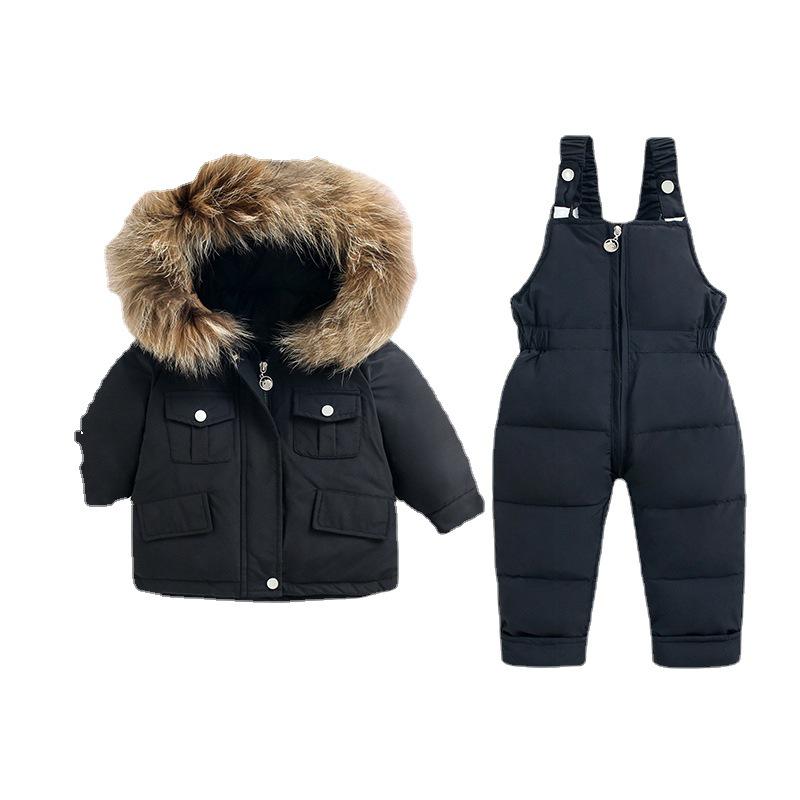 Ensemble chaud d'hiver style coréen pour enfants 2022: Salopette Deux-Pièces pour Garçons et Filles