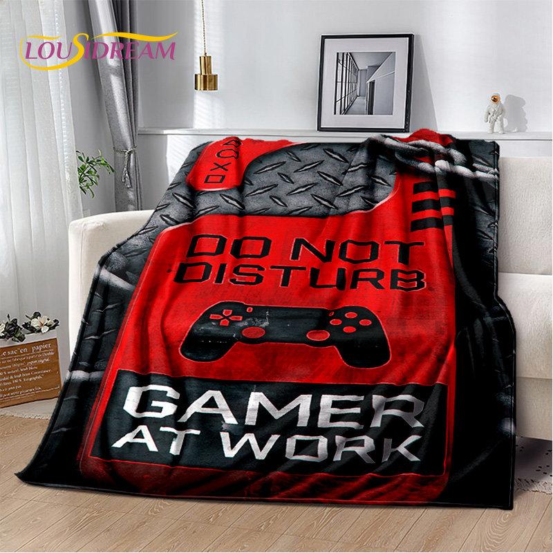 Cartoon-Gamer-Gamepad-Game-Over-weiche Plüschdecke, Flanelldecke, Überwurf, Deckenbezug für Wohnzimmer, Schlafzimmer, Betten, Sofa, Picknick