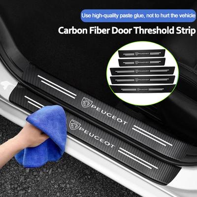 1/4/5Pcs High-quality Carbon Fiber Car Door Sill Protector Sticker For 3008 308 2008 207 508 607 206 301 408 5008 4008