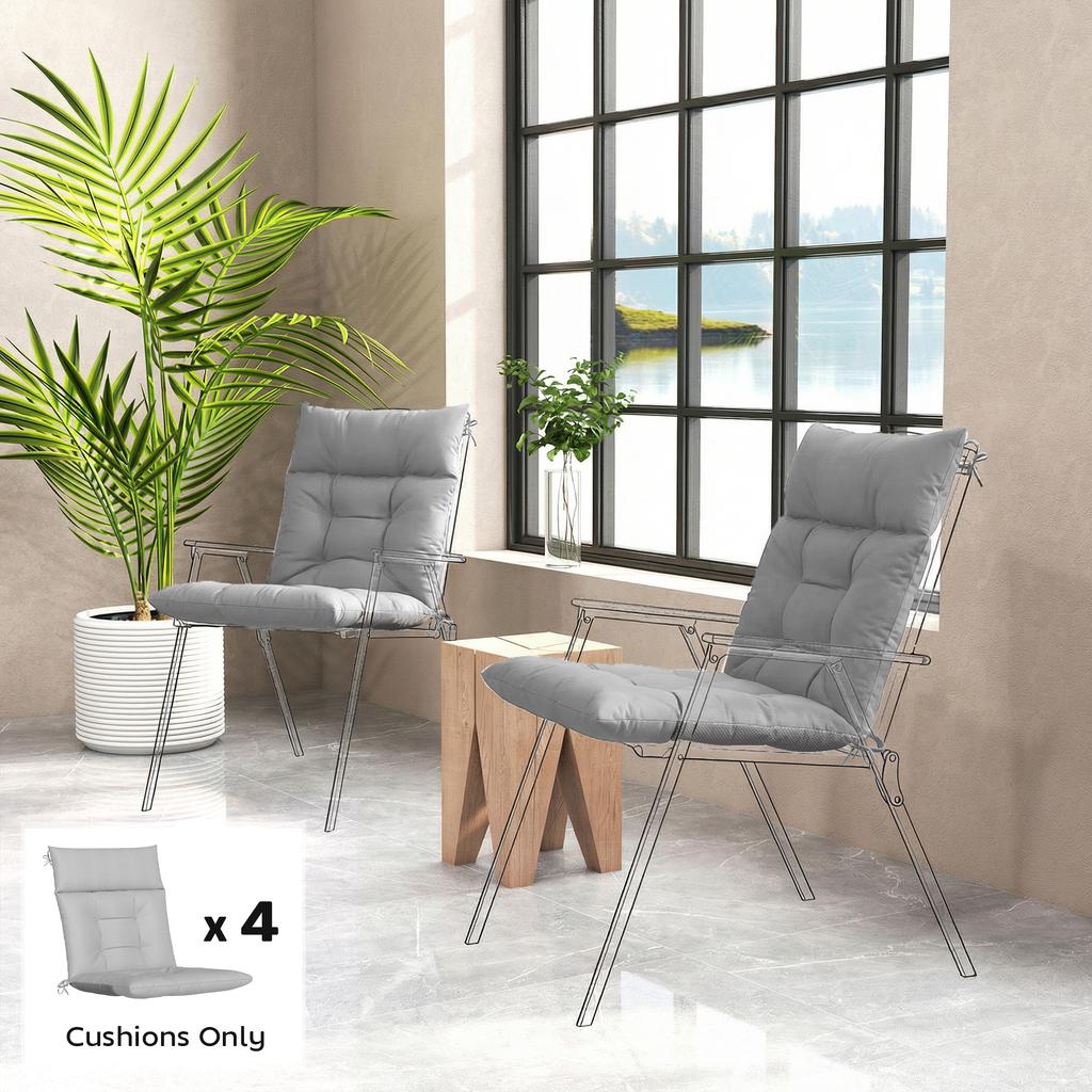 Patio Chair Cushions Set Of 4 Waterproof Non Slip Lounge Chair Cushions 112x53cm Light Grey