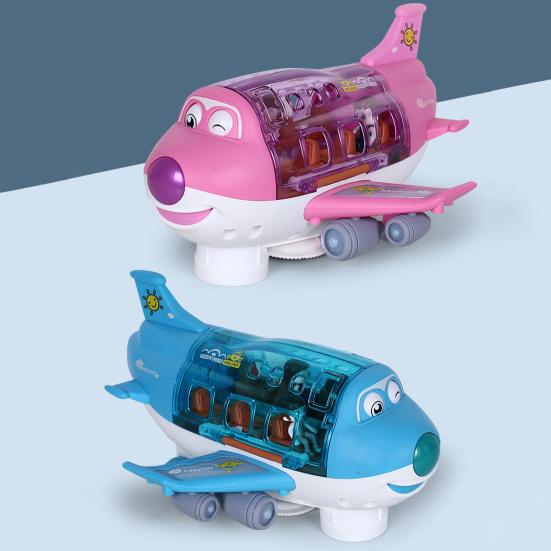 Jucărie de avion electrică cu lumină muzicală, rotație de 360 ​​de grade, evitarea obstacolelor inteligente, avion cascadorie pentru copii