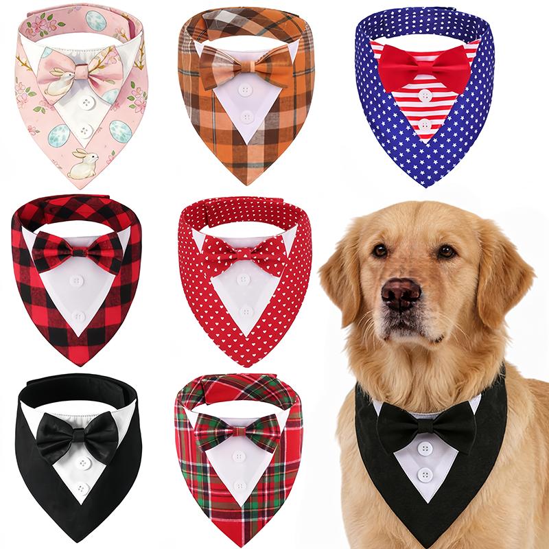 Formal Pet British Wedding Suit Gentleman Scarf Bow Tie Collar Dog Triangle Towel Saliva Towel Pet Decoration Accessories