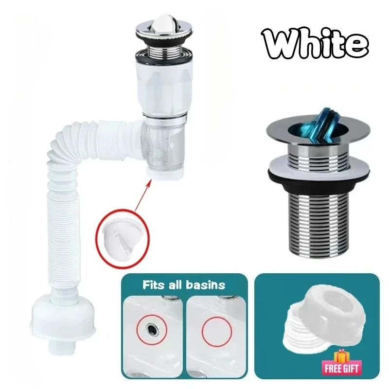 Flexible Drainage Tube Universal Sink Sewer Pipe P-Trap Hose Sink Pipe Basin Installation for Bathroom Kitchen Accessories