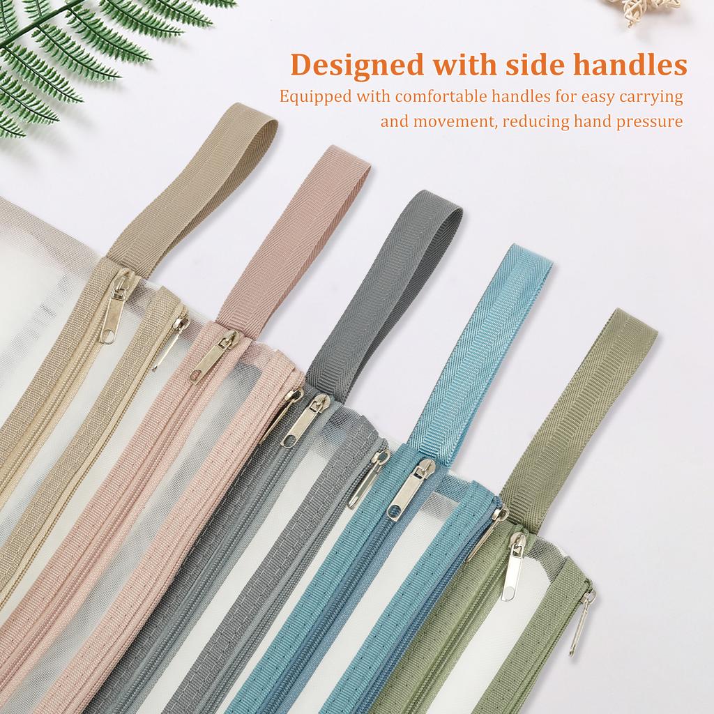 Single or Double Layer A4 A5 File Pouch Breathable See Through Document Storage Bag With Side Handle for Building Block School