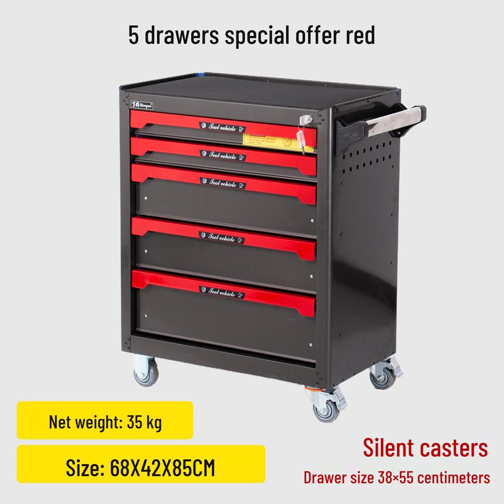 Multi-Layer Thickened Tool Cabinet with Casters for Auto Repair