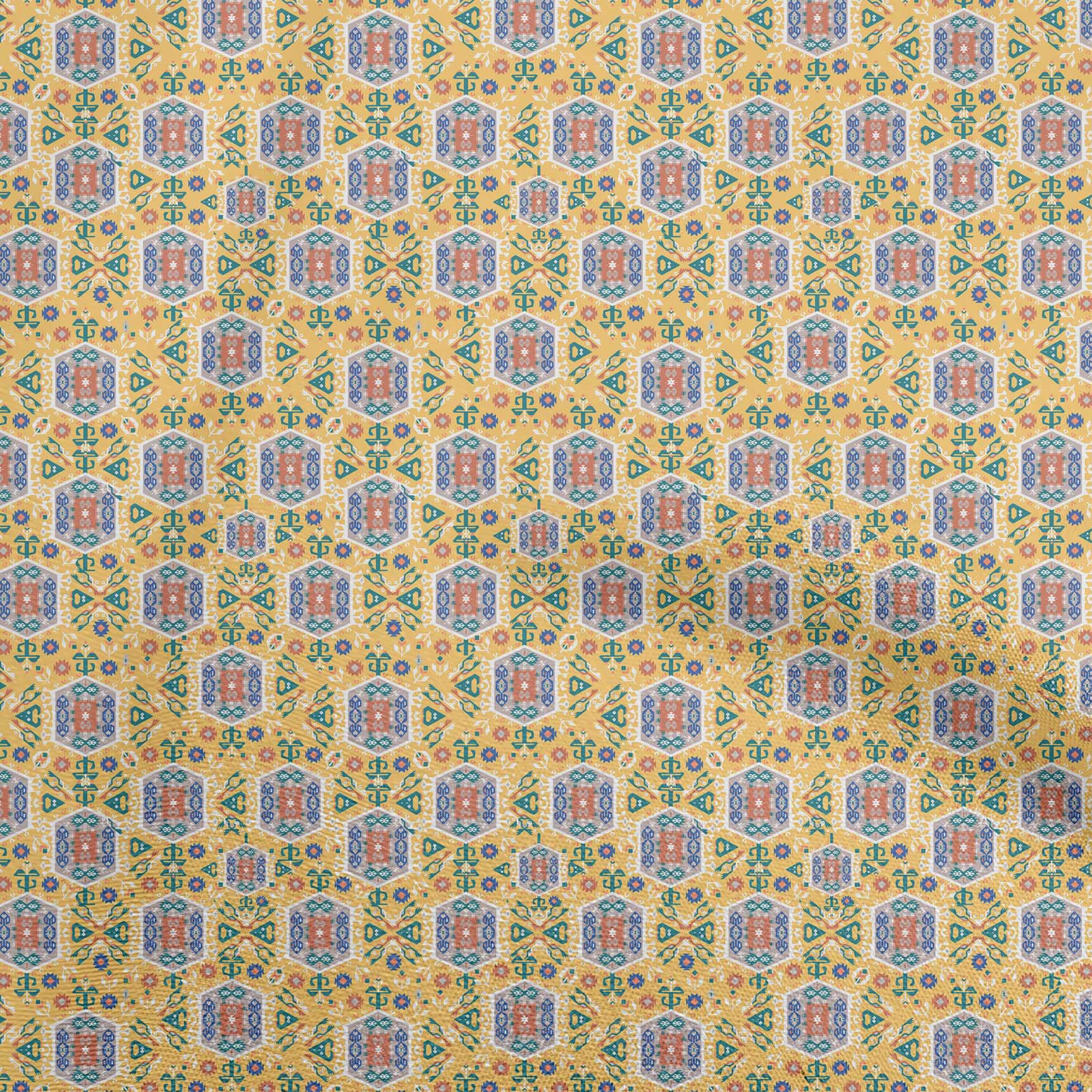 

oneOone Cotton Flex Dusty Teal Green Fabric Азіатська сукня Kilim Тканина Тканина з принтом у дворі 40 дюймів 42 Inch Wide - Viscose Chiffon жовтий