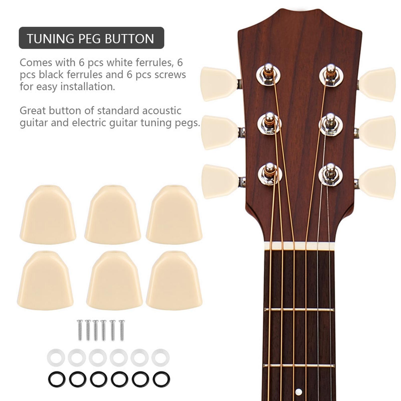 6 PCS  Set Tuning Pegs Machine Heads Acrylic Buttons for Guitar(Beige) бежевый