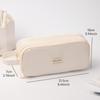Melody Pencil Bag Pen Case Simple 2 Compartments Multi Slots Cream Color Handle Storage Pouch for Stationery