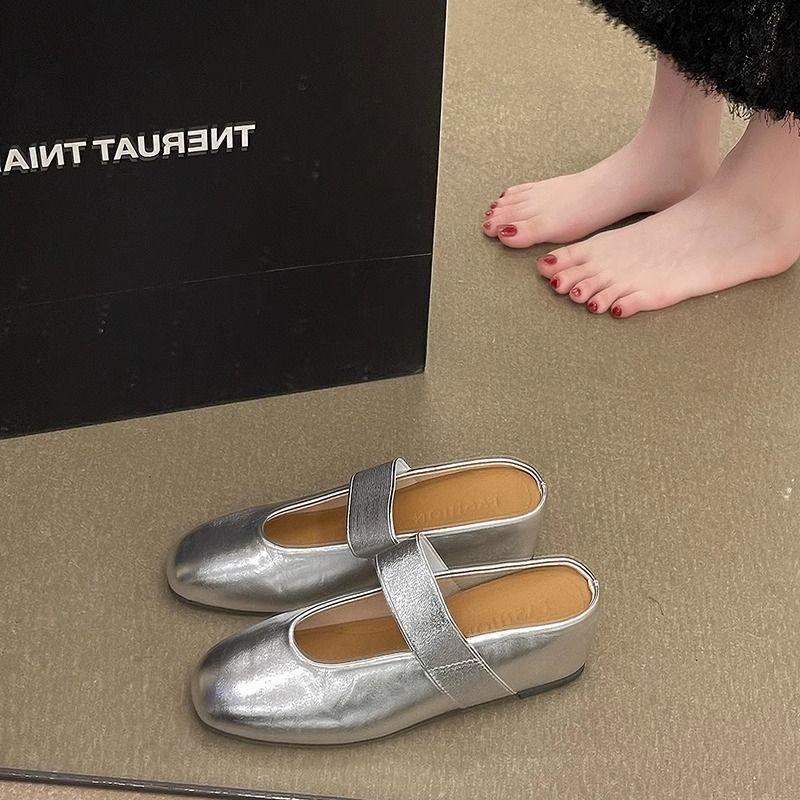 Huanji New Wind Direction Niche Spring and Autumn 2025 New Design Fairy Wind Round Head Elastic Band Mary Jane Baotou Tow