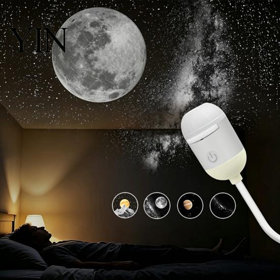 Tragbares Umgebungslicht USB-Sternenprojektorlicht, Flexible Schwanenhals-Nachtlampe mit 3/4/6/12/24 Einfach zu verwendenden Projektionsfolien, LED für Schlafzimmerdecke