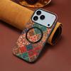 Denior Flower Leather Magnetic Case for iPhone Air, 16/15 Plus, 17 Pro
