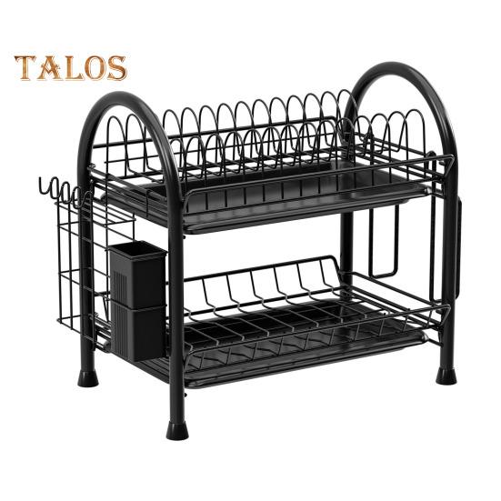 

Стойка для хранения органайзера для кастрюль и сковородок, прочная, несущая, антикоррозийная, легко моется, держатель для хранения на кухонной столешнице, сливная полка чёрный