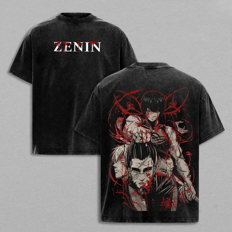 Zenin Maki Print T-shirt Anime Jujutsu Kaisen Clothing Men Women Casual Tshirts Retro Washed T Shirt Harajuku Male Cotton Tops