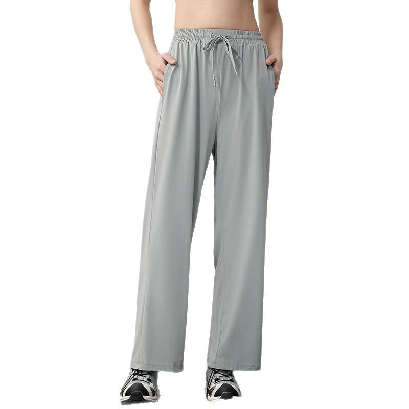 Summer new sunscreen pants ice cool feeling men's and women's breathable casual sports quick-drying solid color straight wide-leg pants
