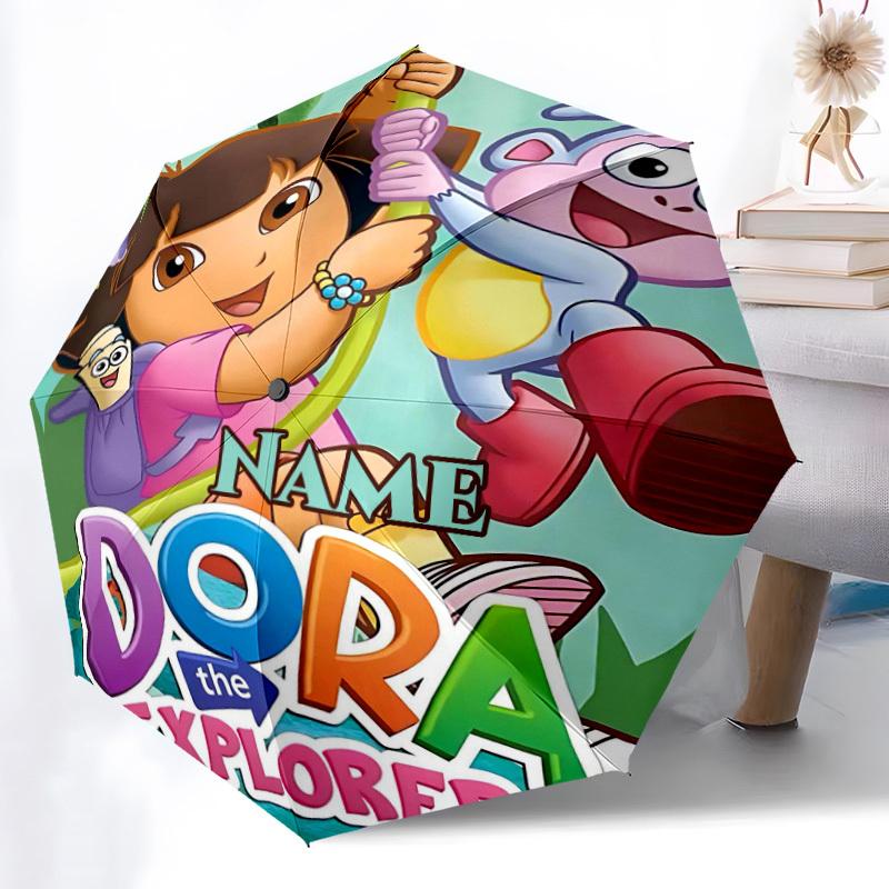 1PC Dora Explorer Custom Name Automatic Open/Close, 8-Rib Durable Frame Compact Travel Umbrella for Men & Women D1222003