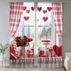 Red Rose Pattern Printed Curtains   Suitable for Bedrooms and Living Rooms   Home Decoration   Family Decoration   Christmas