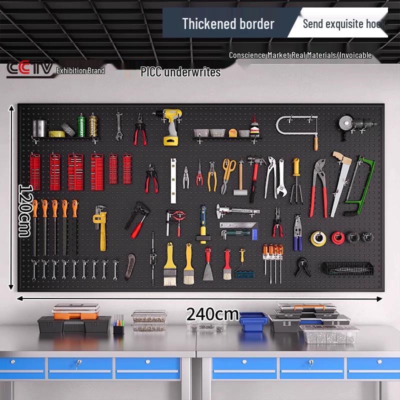 Universal Wall-Mounted Pegboard Storage Rack with Stainless Steel Shelves